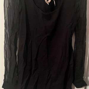 Elegant Black Sheer Sleeve Dress